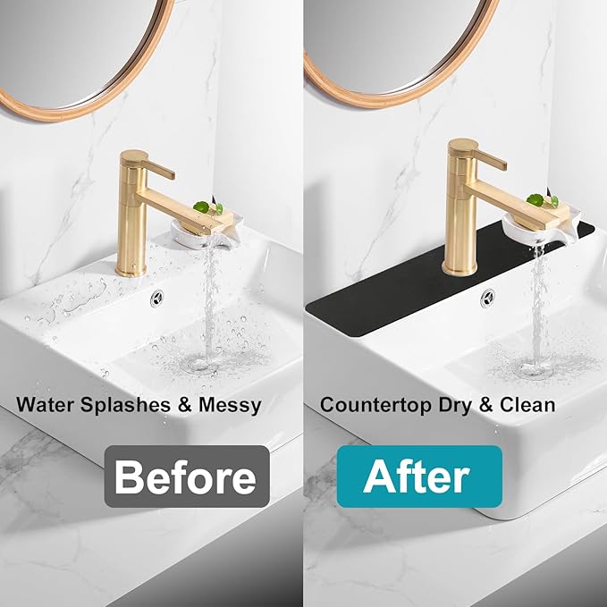 Customizable Faucet Mat for Kitchen Sink: 24"L x 4"W Cuttable Bathroom Counter