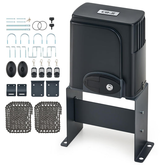 CO-Z CGHL14 Automatic Gate Opener, HomeLink Compatible Sliding Gate Opener for 1400lb 40ft Gates, Electric 280W Chain Operated Gate Opening Kit with IR Sensors Remotes, Driveway Home Garden