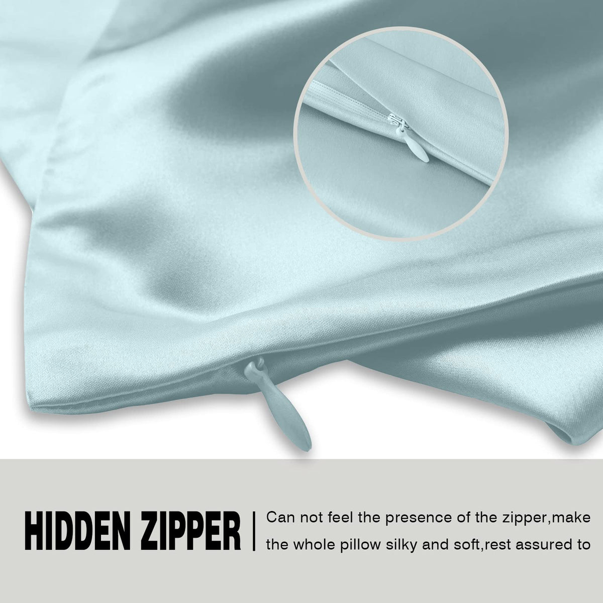 Mulberry Silk Pillowcase for Hair and Skin Standard Size 20"X 26" Pillow Case with Hidden Zipper Soft Breathable Smooth Cooling Silk Pillow Covers for Sleeping (Haze Blue,Standard,1Pcs)