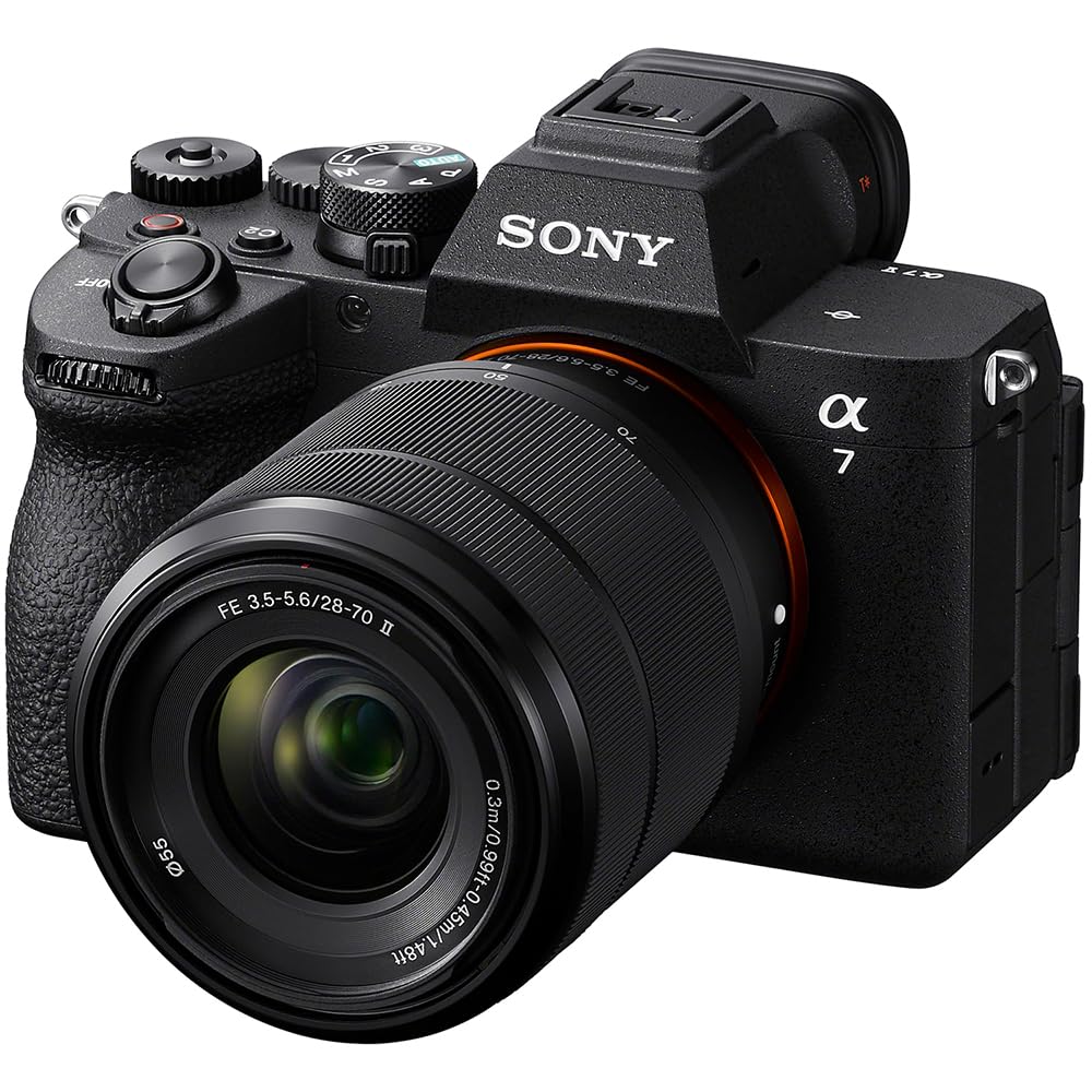 Sony ILCE-7M5M/B a7 V Full-Frame Mirrorless Camera with 28-70mm II Lens Bundle with FE 50mm F1.8 Lens, Flash Speedlight, 72" Monopod, 64GB Card, Corel Photo Video Suite, Deco Photo Camera Bag + More