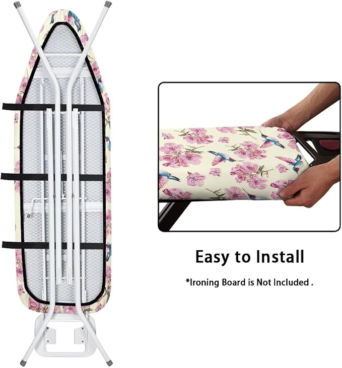 Pink Flower Hummingbird Ironing Board Cover and Pad Cover