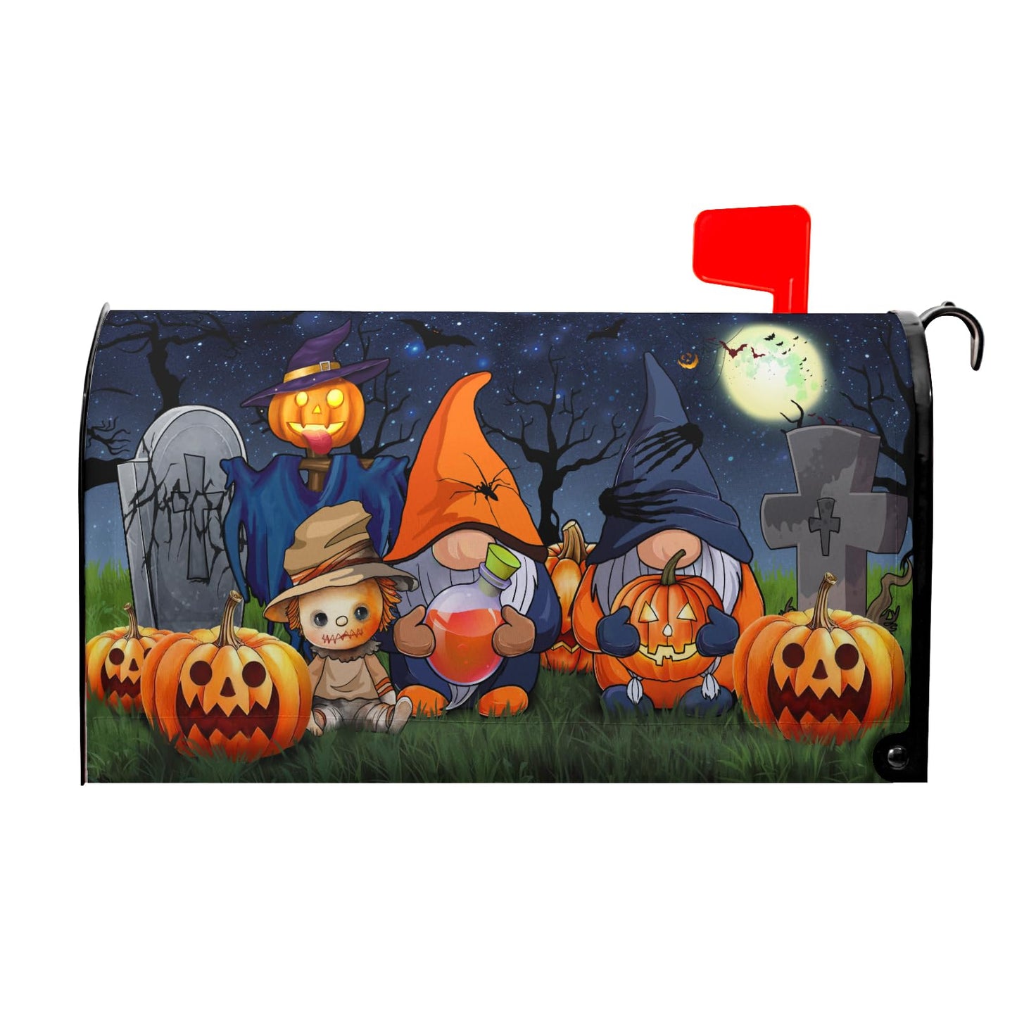 Happy Halloween Gnome Magnetic Mailbox Cover - Large Size 25.5x21 Inch Fall Holiday Wraps for Home Garden Yard Outdoor Decor