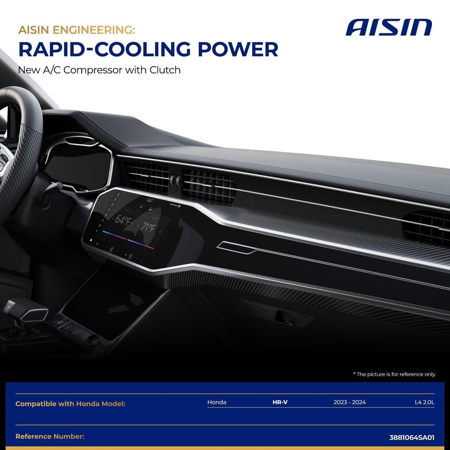 AISIN AFTERMARKET ACCH-00427 Air Conditioner AC Compressor - Compatible with Honda HR-V 2023-2024 2.0L - with 7-Pulley Groove, with Clutch
