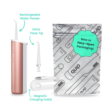 quip Water Flosser with Replacement Tip - Cordless Water Flosser with Adjustable Pressure - Teeth Cleaner Pick with 360 Degree Rotating Replaceable Tip - Midnight Blue