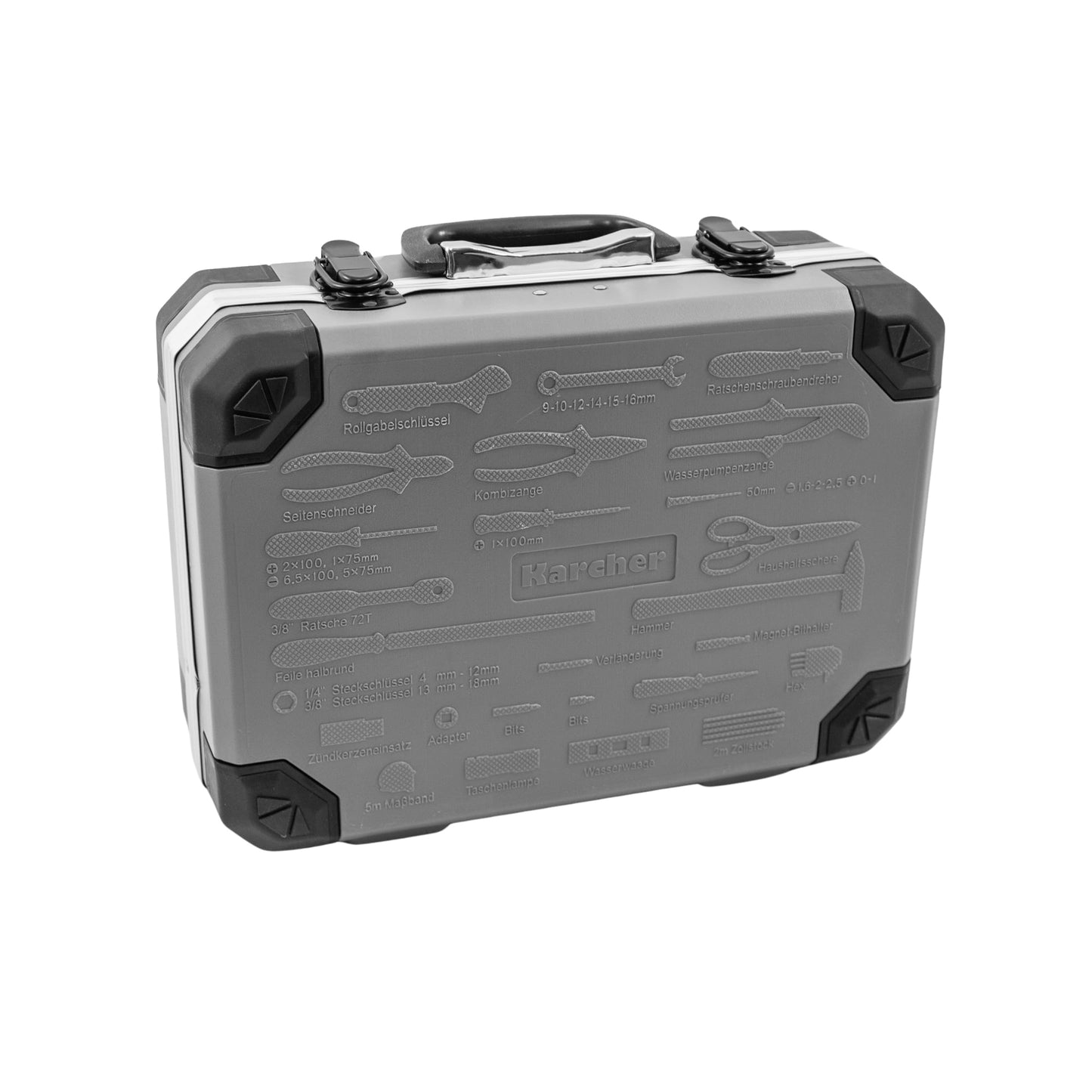 KARCHER Tool Box, 114 Piece Tool Set, I Tool Set Made of Chrome Vanadium & Carbon Steel with Hammer, Screwdriver, Socket Wrench, Bit Set and More Practical case for tools.