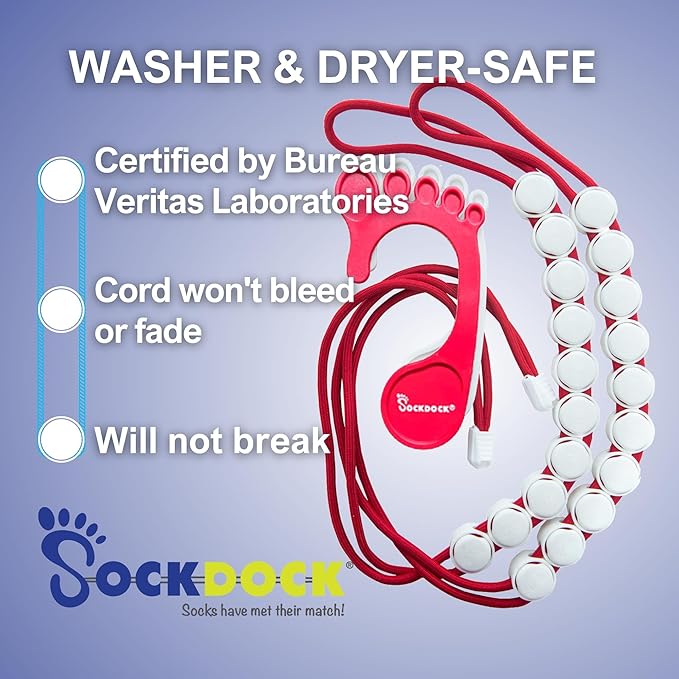 Sock Laundry Solution for Washing Drying & Storing Socks in Pairs, Clip & Hold