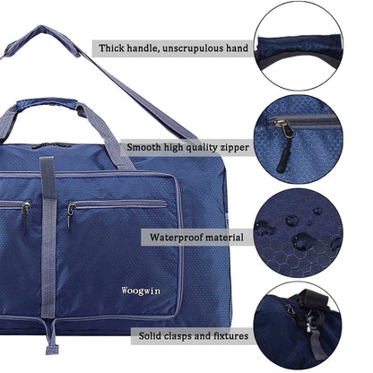 ehsbuy 60L Foldable Travel Duffle Bags for Men Women Large Holdall Waterproof Overnight Weekend Bags for Gym Luggage