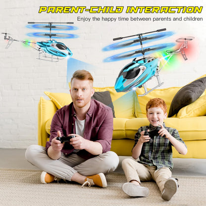 TERRAMUS Remote Control Helicopter for Kids,Altitude Hold RC Helicopters with Gyro LED Light,2.4GHz Radio Controlled Aircraft Indoor Toy with 3.5 Channel,High&Low Speed,Gift for Boys Beginner