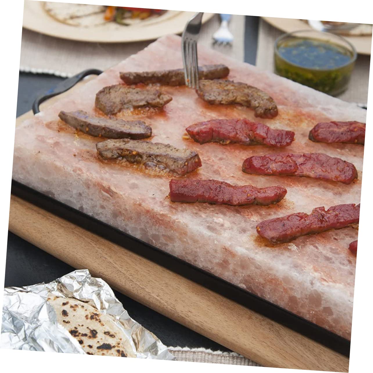 CAXUSD Salt Plate Tray Holder Rust-Free Salt Block Cooking Accessories Grilling Block Holder