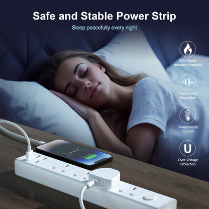 TICCOLO Extension Lead with USB Slots, 4 Way Sockets Outlets 4 USB Ports, 13A/3250W 1.8M Extention Cable with Switch Surge Protected Power Strips, UK Multi Plug Adapter Electrical Cords