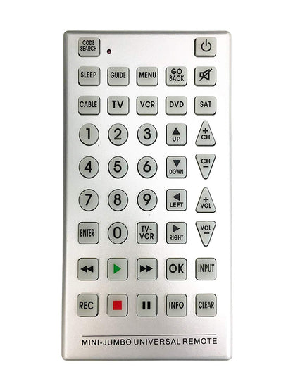 PrimeTrendz Universal Mini Jumbo Remote Control for TV VCR DVD Satellite Cable & More - Never Lose The Remote Again!