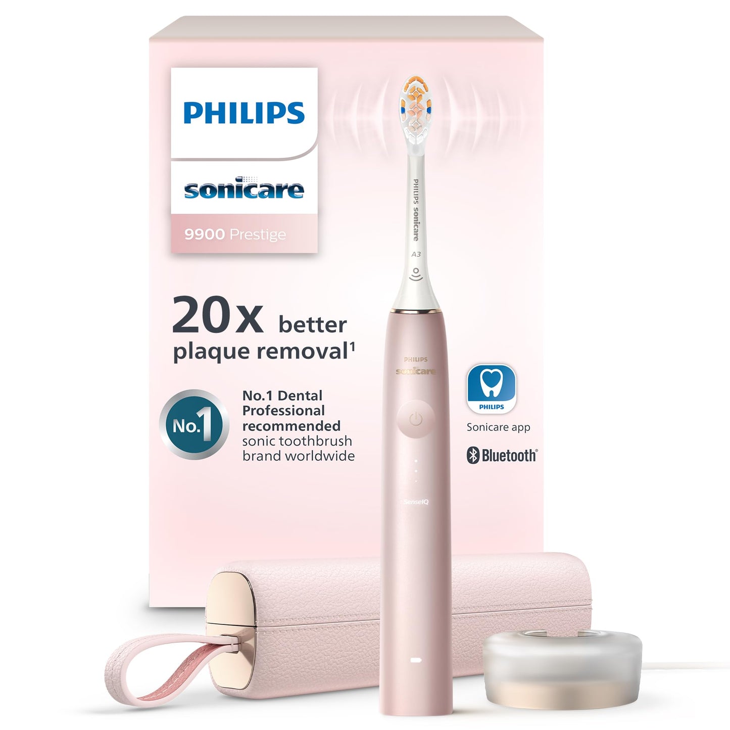 Philips Sonicare DiamondClean 9900 Prestige Electric Toothbrush - with SenseIQ Technology and Advanced AI App, 5 Brushing Modes, 3 Intensity Levels, Charging Travel Case,Midnight Blue, Model HX9990/12