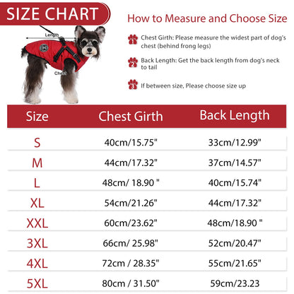 Poseca Dog Coat with Harness,Dog Coats Waterproof,Small Dog Harness Jacket,Puppy Winter Fleece Jackets,Winter Waterproof Coat with Reflective Harness and Zipper for Small Medium Large Dogs