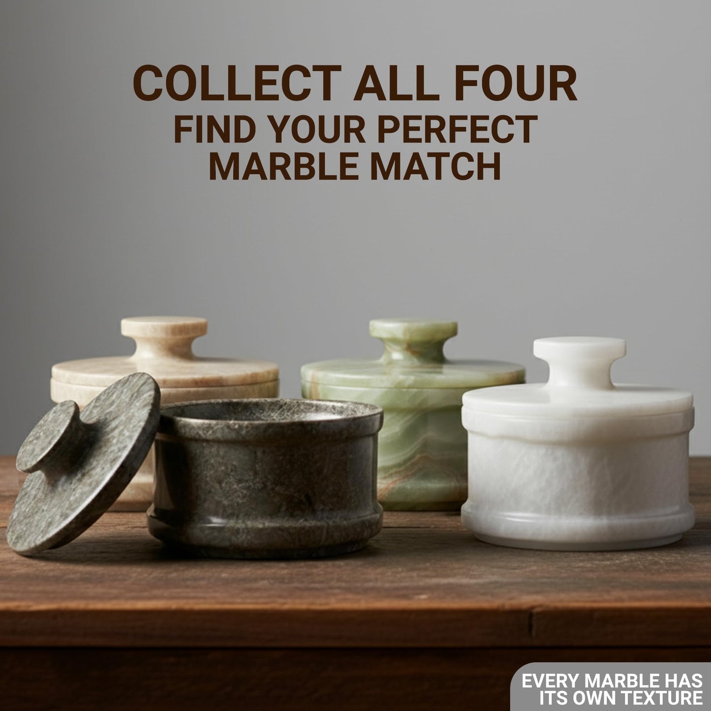 UrbanFocal Marble Salt Cellar with Lid 3.5" Inch Verona Salt Box, Seasoning Container & Spice Jars, Stone Salt Holder for Counter, Spice Jar, Verona
