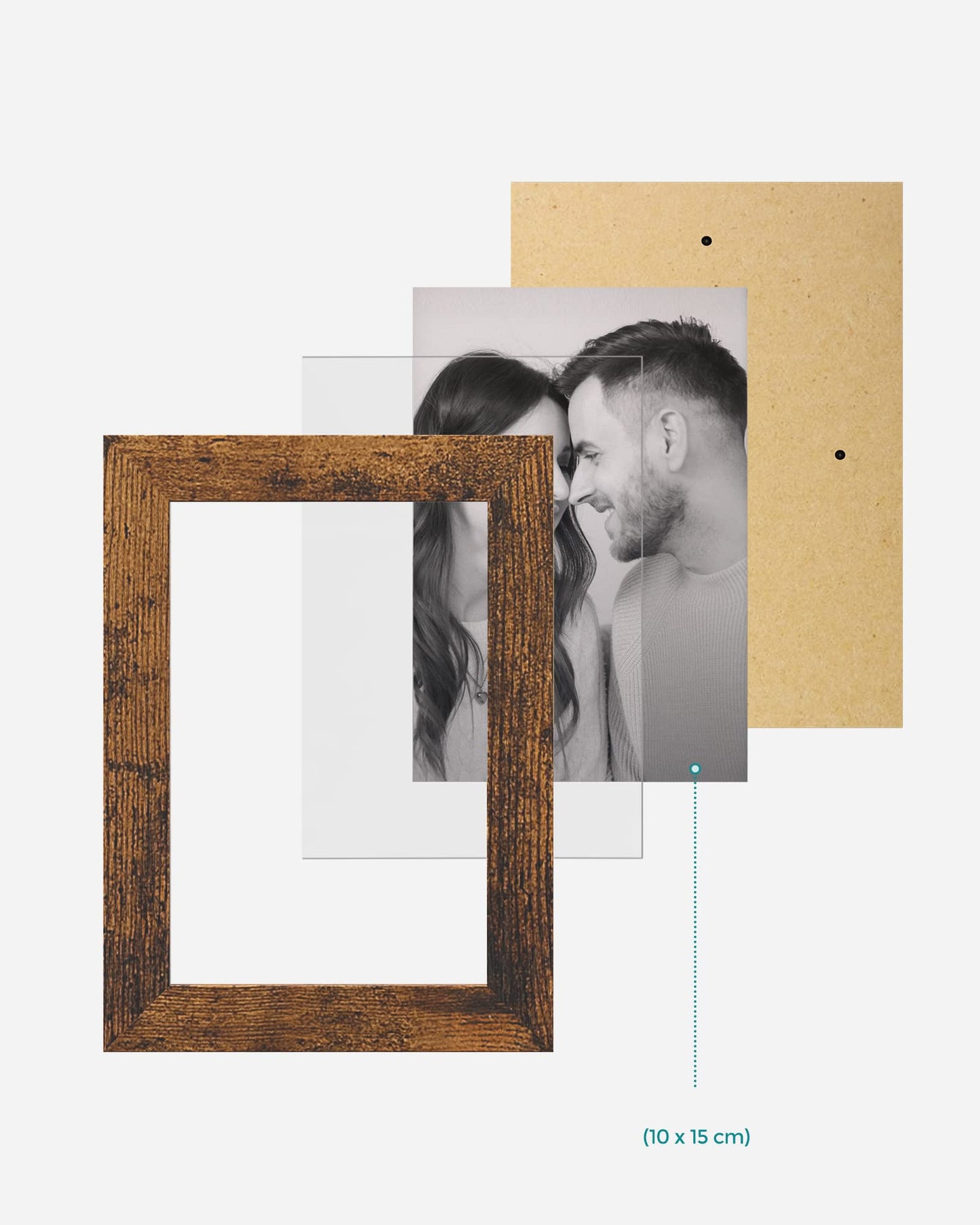 SONGMICS Collage Picture Frames, 10 Frames for 4x6 Photos, Collage Photo Frames for Wall, Multi Frames, Wall Decor, Rustic Brown RPF020X01