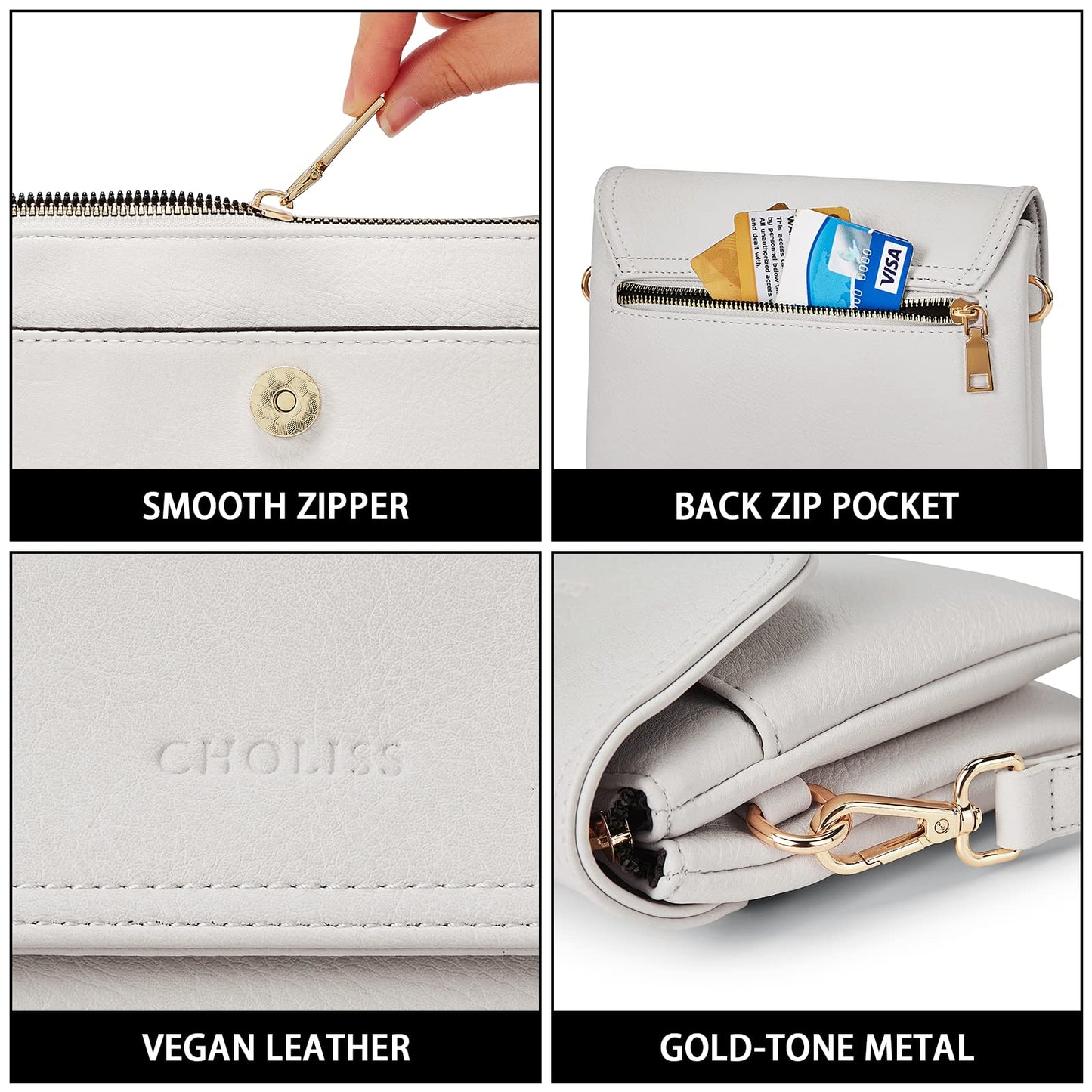CHOLISS Small Crossbody Bags for Women, Vegan Leather Cell Phone Purse, Mini Travel Purse with Adjustable Strap