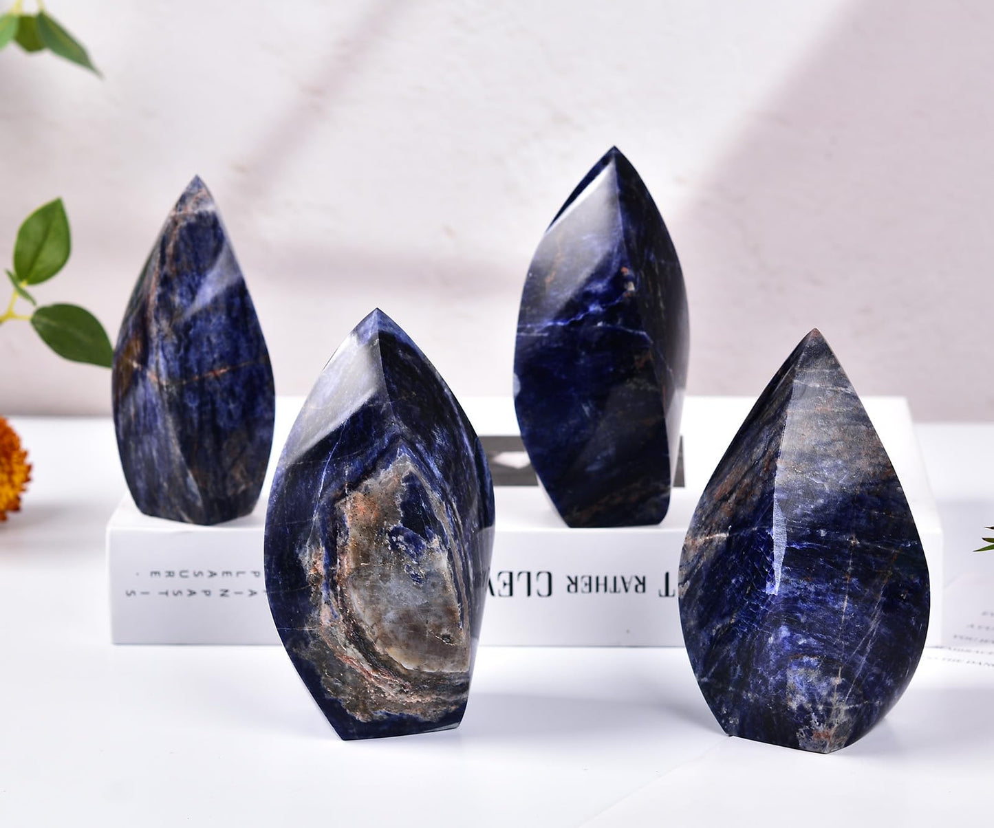 JIC Gem Sodalite Large Natural Healing Crystal Point Obelisk Tower Spiral 4 Sides Energy Gemstone Decoration Gifts 1.1-1.7 Lbs