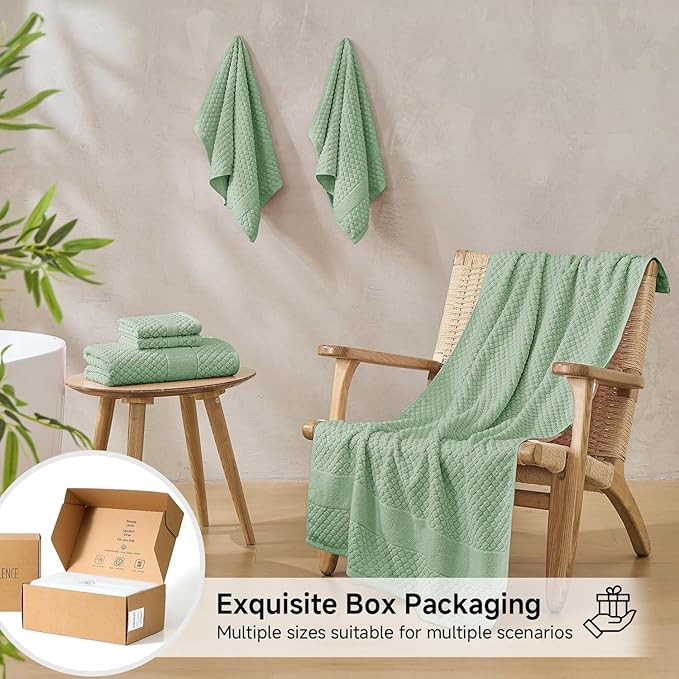 Simple&Opulence 6 Piece Luxury Towel Set, 100% Cotton Bathroom Towels