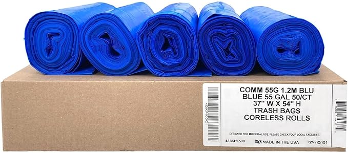 Ultrasac Heavy Duty 55 Gallon Blue Trash Bags
