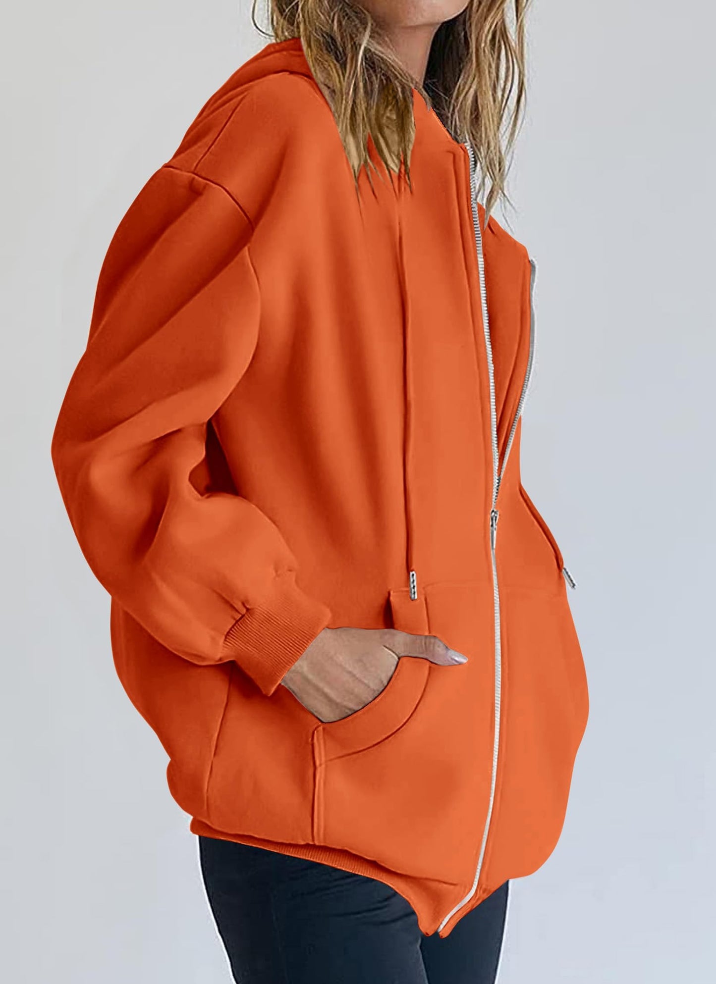 PRETTYGARDEN Women's 2025 Zip Up Y2K Hoodies Casual Long Sleeve Sweatshirts Fall Spring Track Jackets with Pockets (Orange,Large)