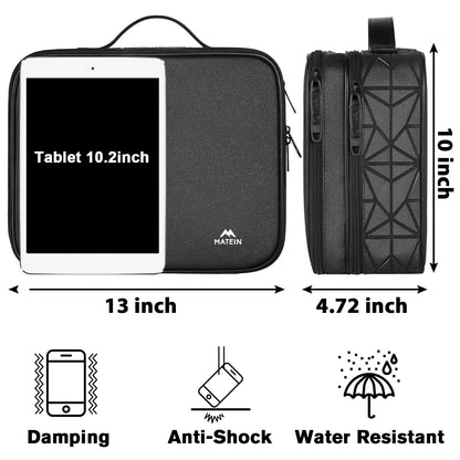 MATEIN Cord Organizer Case with Adjustable Divider, DJ Cable File Bag for DJ Gear, Sound Instrument and Music Equipment Accessories, Shockproof Portable Double Layer Cord Bags, Black