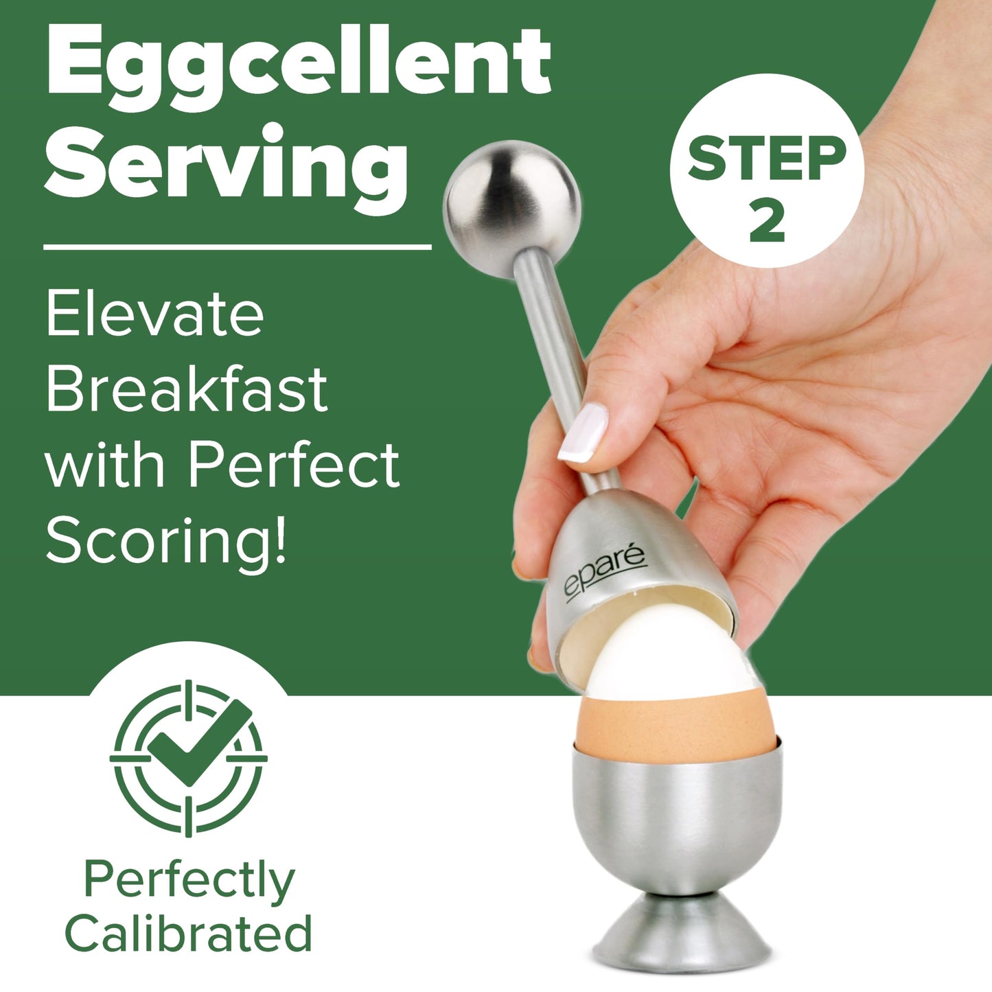 Eparé Bundle: Electric Salt or Pepper Grinder & Steel Egg Cracker Topper Set - Battery Operated Ceramic Burr Peppermill Shaker & Complete Soft Boiled Egg Tool Set