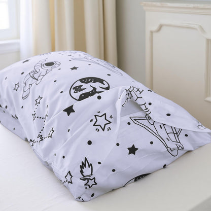 MAG 3 Pcs Space Sheets Twin,White Based Galaxy Planets Sheet Set,Super Soft Microfiber,for Kids Teens Boys Girls and Space Galaxy Lovers with 1 Fitted Sheet 14'' Deep Pocket and 2 Pillowcases.