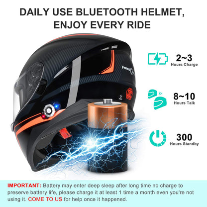 Bluetooth Motorcycle Helmet FreedConn BM12 DOT Full Face Bluetooth Helmets Motorcycle Dual Visor Helmet with Integrated Intercom System/ 2~3 Riders Pair/ 500M/ FM/ MP3/ Voice Dial (Multi-Color, XXL)