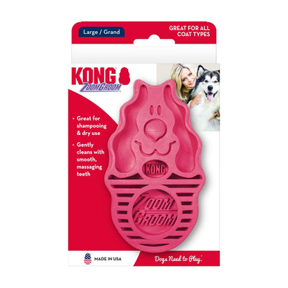 KONG - ZoomGroom Red - Dog Brush for Grooming and Shampooing - For Large Dogs