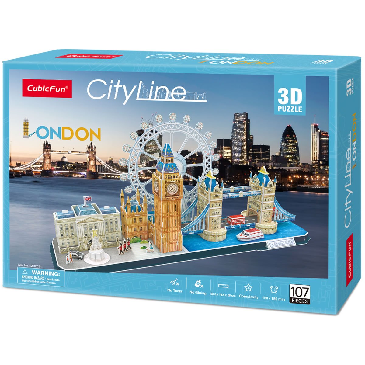 CubicFun 3D Puzzles UK London Bridge Big Ben City Skyline Jigsaw Puzzle for Kids Adults DIY Building Model Kits for Kids Adults, 107 Pieces