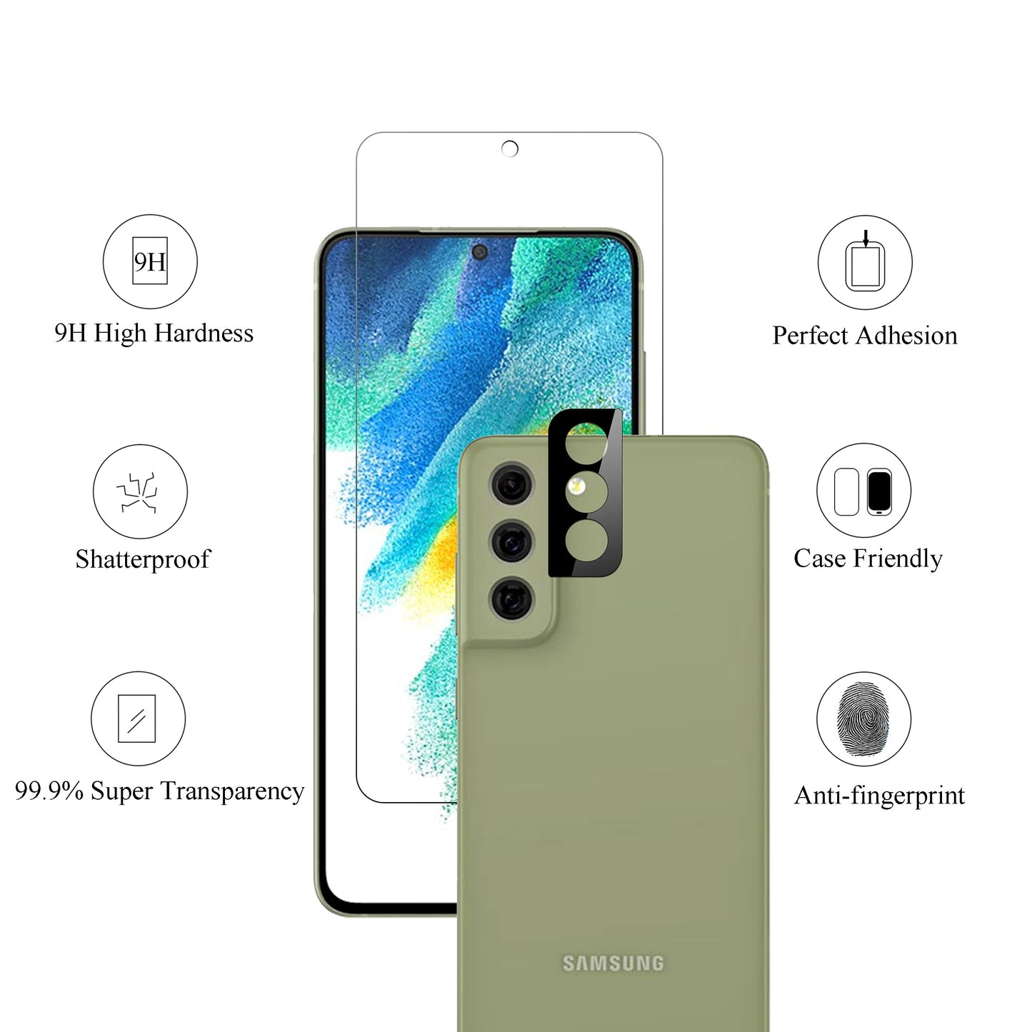 Ailun Screen Protector for Galaxy S22+/S22 Plus 5G 6.6 Inch Display 3Pack + 3Pack Camera Lens Tempered Glass Fingerprint Unlock 0.25mm Clear Anti-Scratch Case Friendly [Not For S22 Ultra]