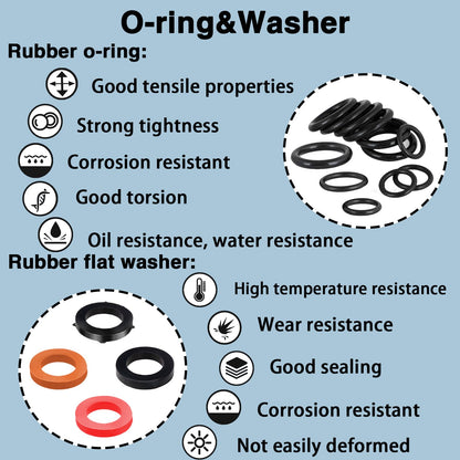 ZDBB 610 Pcs Water Hose Gasket Nitrile O Ring Rubber Washer Set Assortment Kit for Plumbing Faucet Pipe Hose Shower Head Pressure Washer Sealing Repair