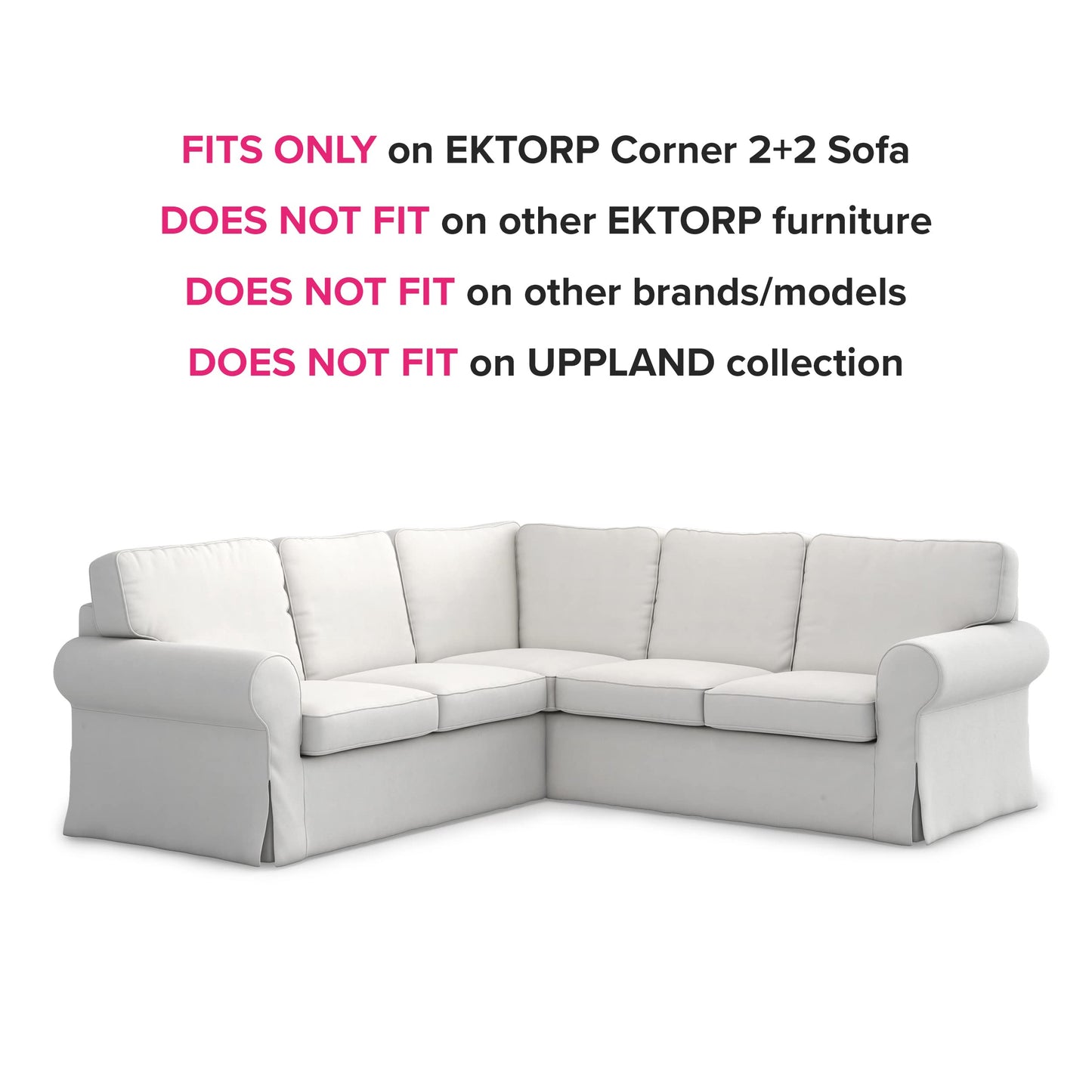 TLYESD Ektorp Sectional Cover Replacement for IKEA Ektorp Sectionla Slipcover, Ektorp 2x2 Sofa Cover, Ektorp Couch Cover Only!(Titanium Grey)