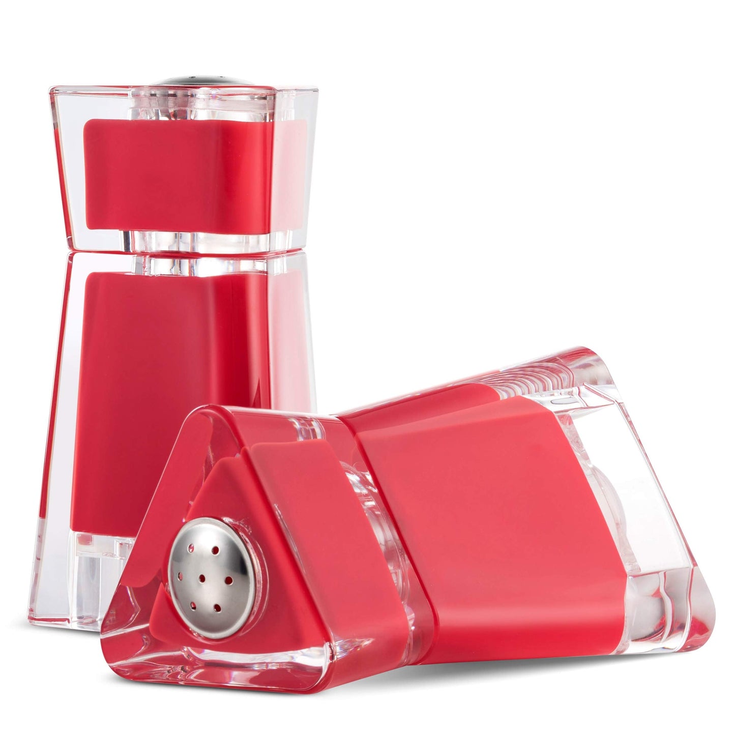 MITBAK Acrylic Red Salt and Pepper Shakers (2 Piece Set) | Elegant Salt and Pepper Dispensers with Perfectly Sized Holes for Evening Seasoning | Stylish Kitchen Accessories Utensils