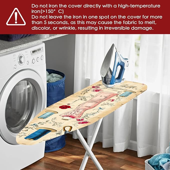 Nuxovilar Vintage Sewing and Floral Pattern Ironing Board Cover, 18×49 inch