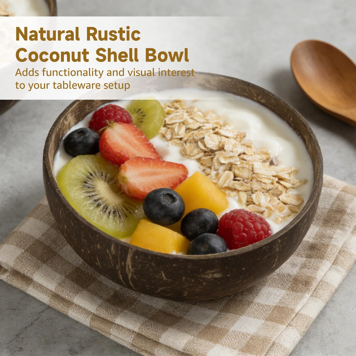 NIMBLOOM 24 PCS Coconut Shell Bowls, 17 oz Natural Wooden Bowls, Rustic Serving Bowls for Smoothie Acai Salad Snacks, Vegan Presents, Kitchen Decor, Picnic, Theme Party Dining