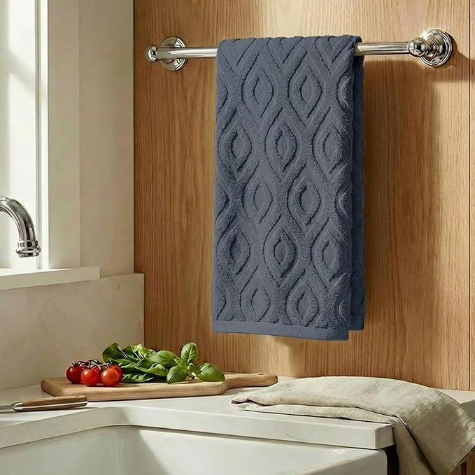 Artoid Mode 1 Pc Grey 3D Diamond Grid Jacquard Hand Towels