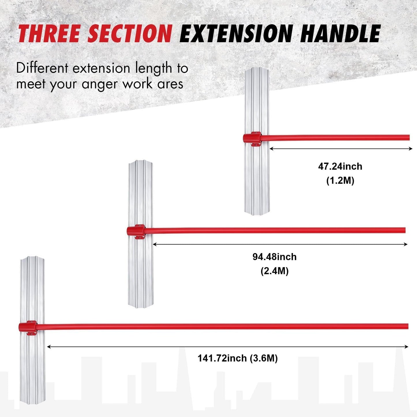 Concrete Bull Float Kit 48x8", Magnesium Square Edge Bull Floats with 47.2" Extendable Handles x 4, Concrete Bull Float Tools for Concrete Finishing