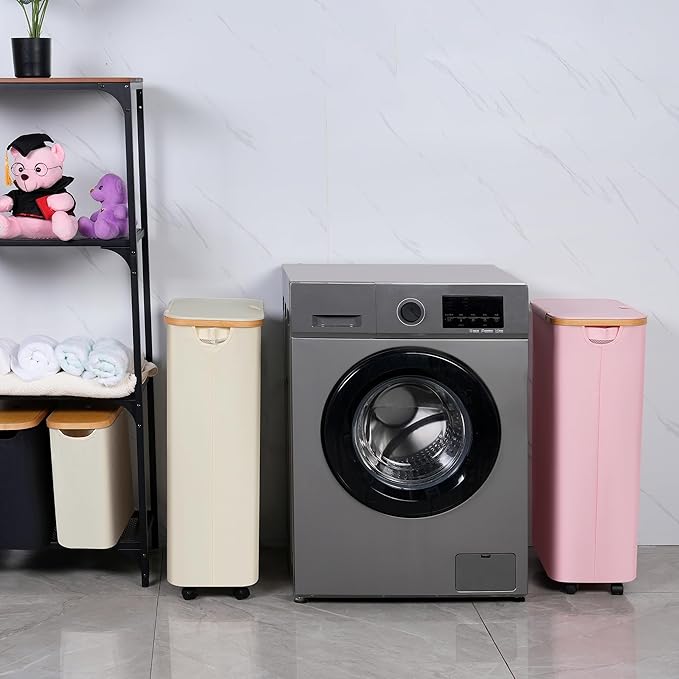 75L Laundry Basket with Wheels, Clothes Hamper