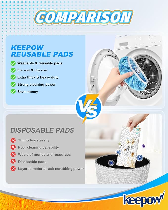 KEEPOW Reusable Dry Sweeping Cloths Microfiber Wet Pads Refill Compatible