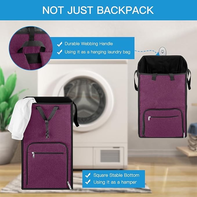 Bukere Laundry Tote Basket, Laundry Backpack Bag