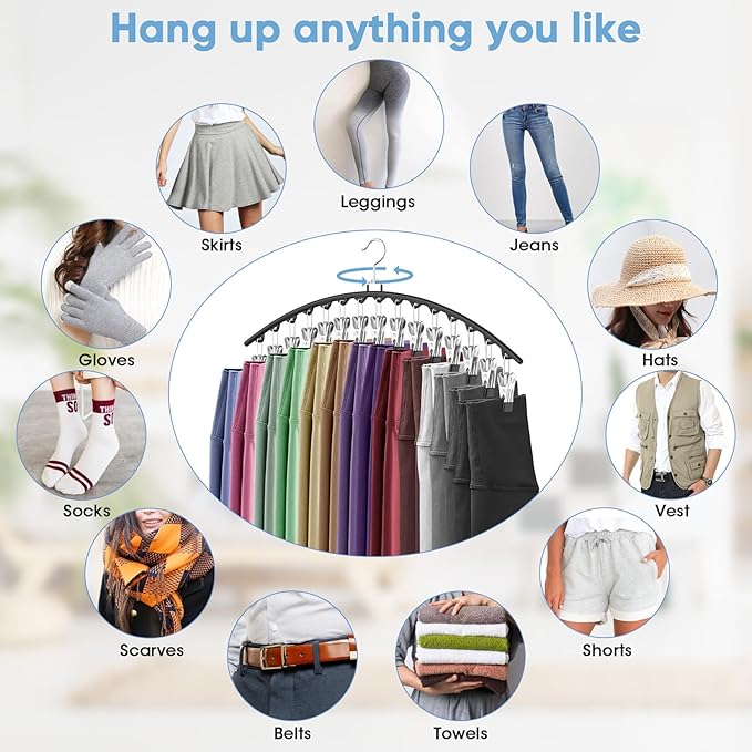 6 Pack Legging Organizer for Closet Hanging, Pants Hangers