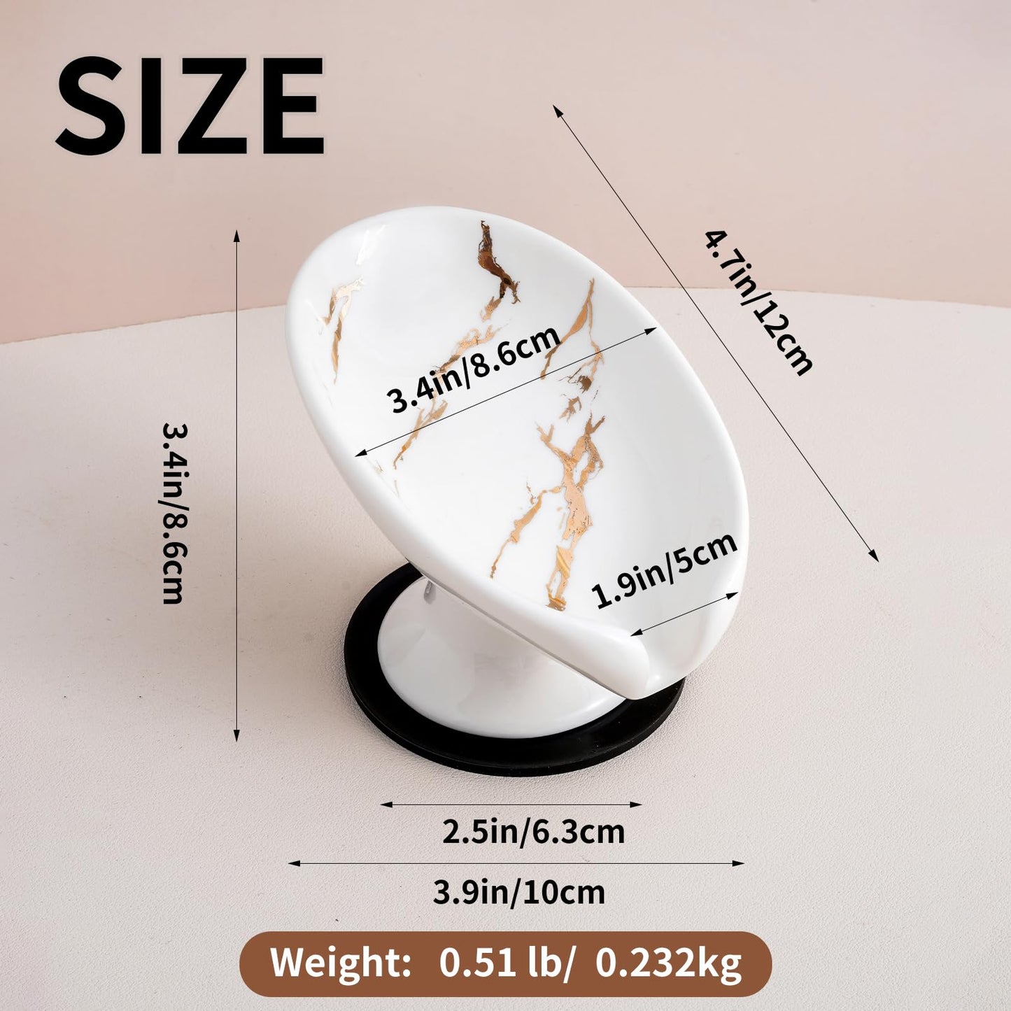 Agyiuns Soap Dish, Soap Holder Self Draining Leaf Shape Soap Dishes，White and Gold Marble Pattern Ceramic Draining Soap Tray for Shower, Bathroom Sink, Kitchen (Small Size-Marble White, 1)