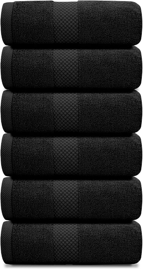 White Classic Luxury Black Hand Towels