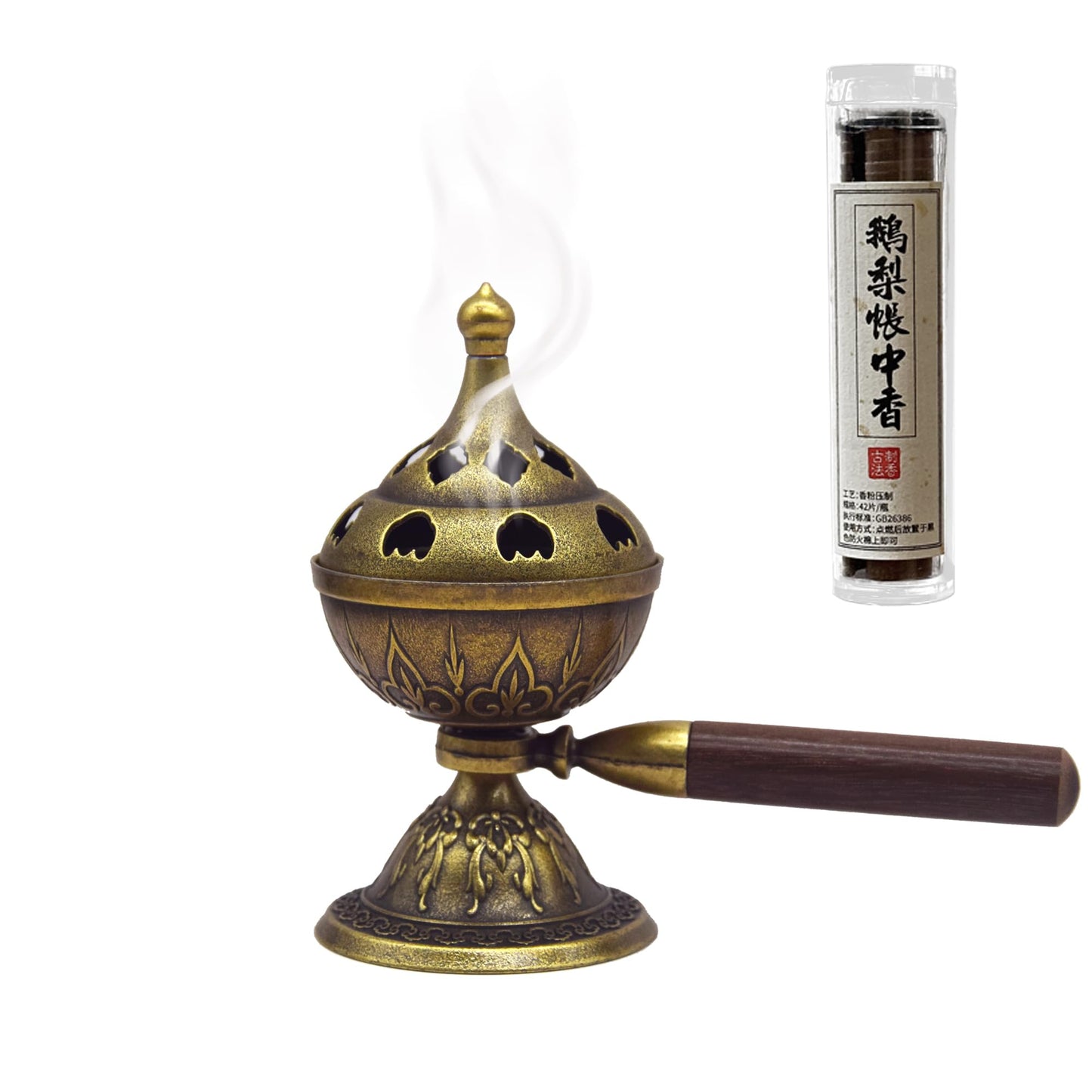 Handheld Incense Burner, 360° Rotating Handle with Incense Coils