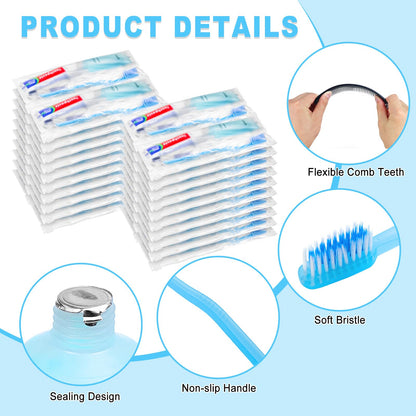 50 Kits Basic Toiletry Kits Homeless Personal Hygiene Kit Bulk Homeless Care Package Supplies Travel Toiletry Kit Homeless Hygiene Kit Bulk for Men Women Disposable Toiletry Kit(10-IN-1)