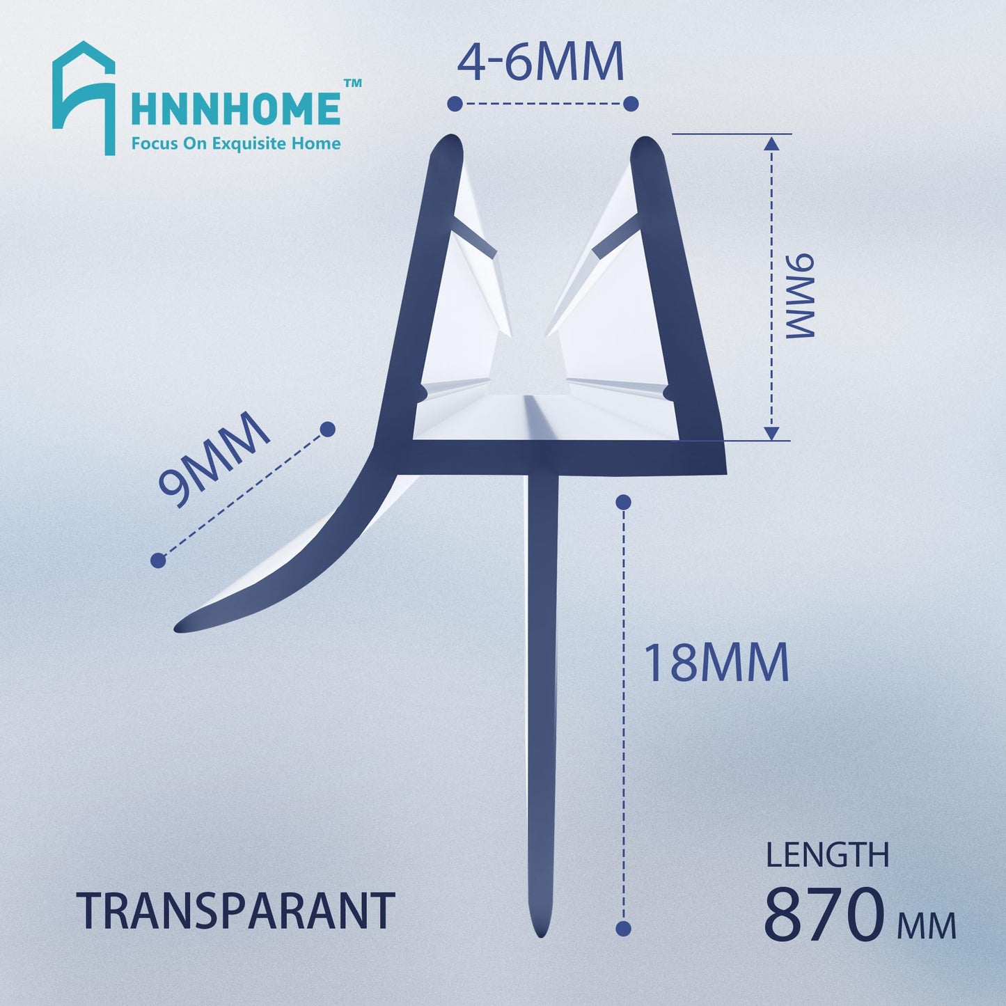 HNNHOME Clear Bath Shower Screen Door Seal Strip for 4-6mm Glass Up to 18mm Gap (Straight)