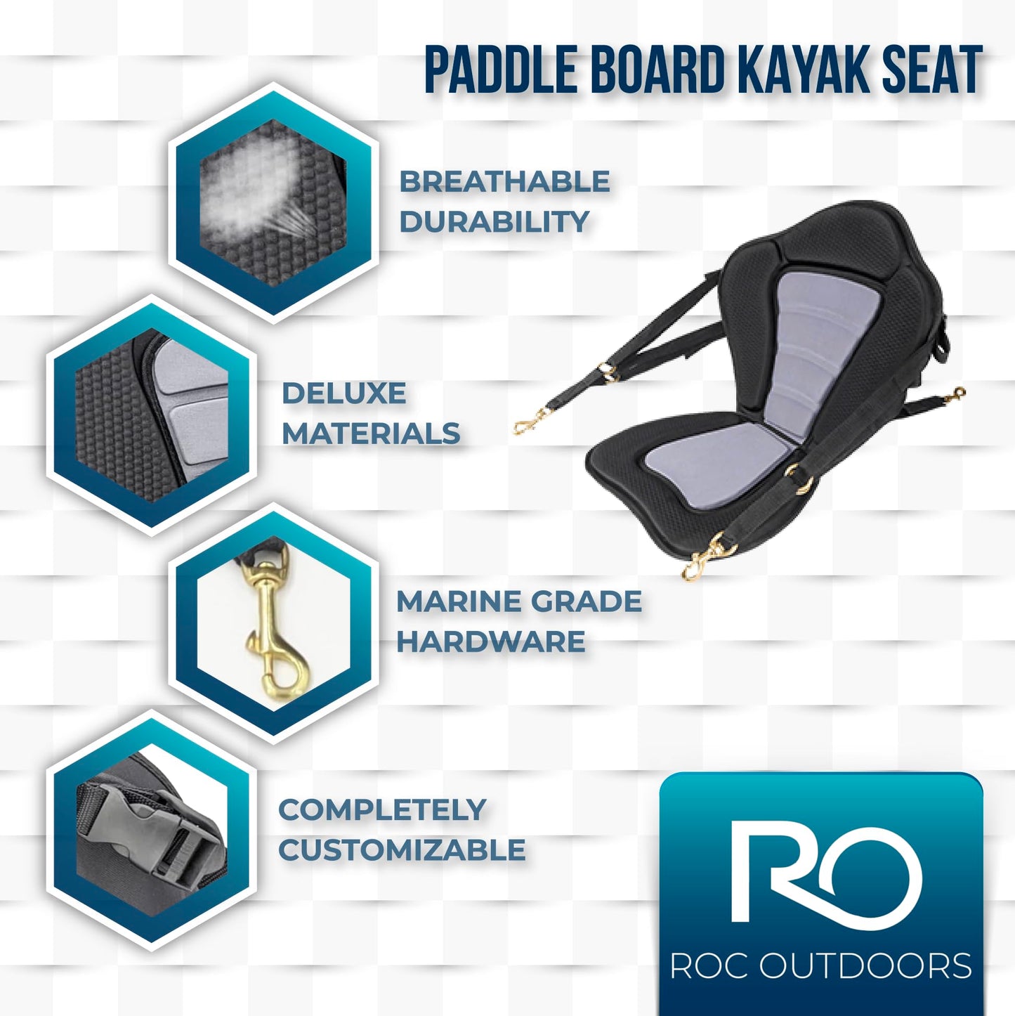 Roc Inflatable Stand Up Paddle Board with Premium SUP Paddle Board Accessories, Wide Stable Design, Non-Slip Comfort Deck for Youth & Adults (Navy W/Kayak Seat)