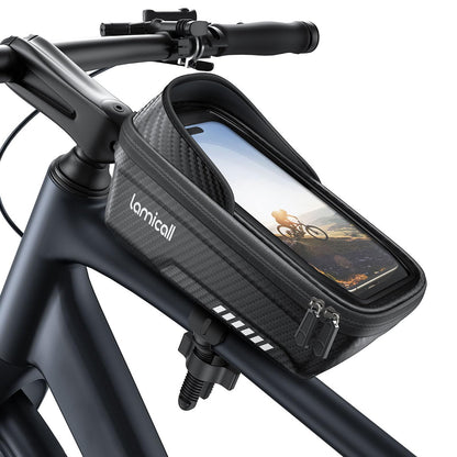 Lamicall Bike Frame Bag Waterproof - [1s Release] [2 in 1] Bike Phone Mount Holder, Bicycle Top Tube Bag, Cycling Pouch with Rain Cover, Bikes Accessories Gifts for Phones Under 7"