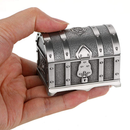 Hipiwe Vintage Metal Jewelry Box Treasure Trinket Chest,Smal Ring Earrings Necklace Keepsake Gift Holder Case for Ladies Women (Small)